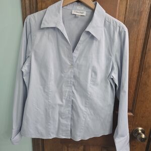 Calvin Klein Women's Light Blue Button-Up Top